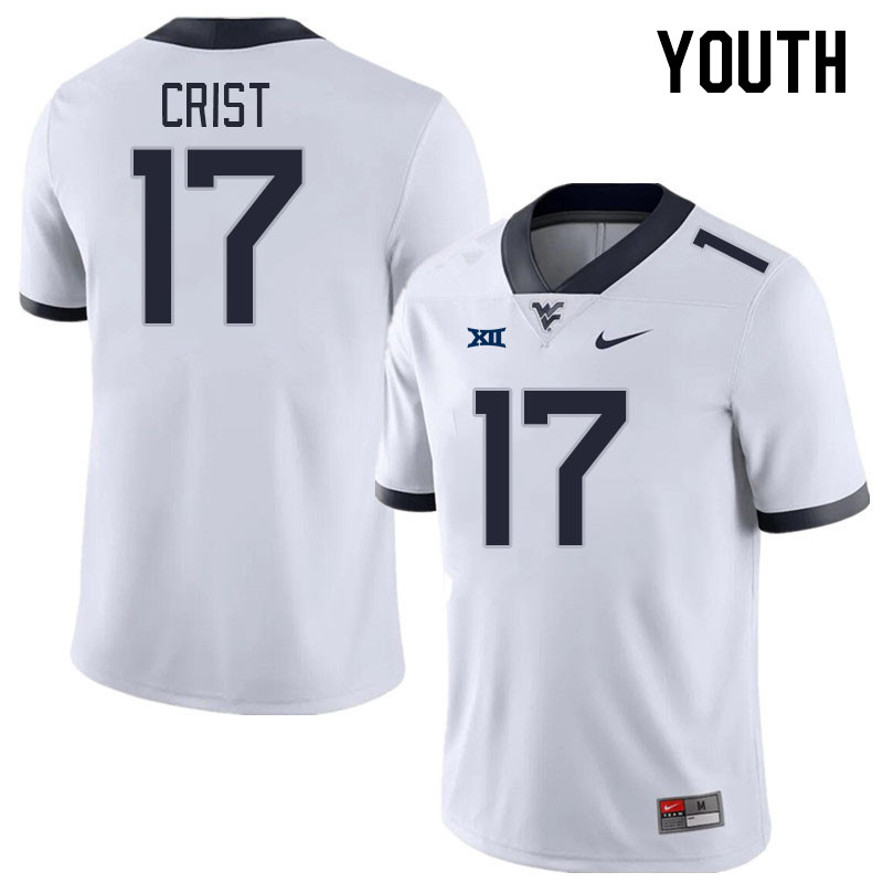 Youth #17 Jackson Crist West Virginia Mountaineers College Football Jerseys Stitched Sale-White